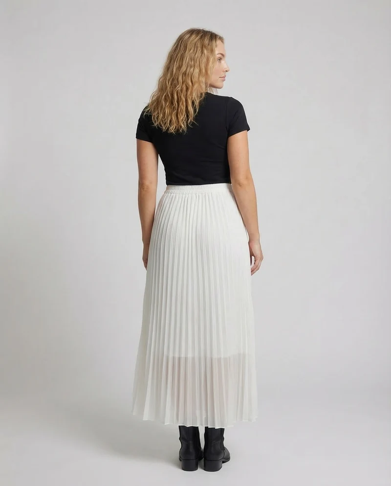 Damen Plissierter Chiffon-Maxirock Hoher Bund
