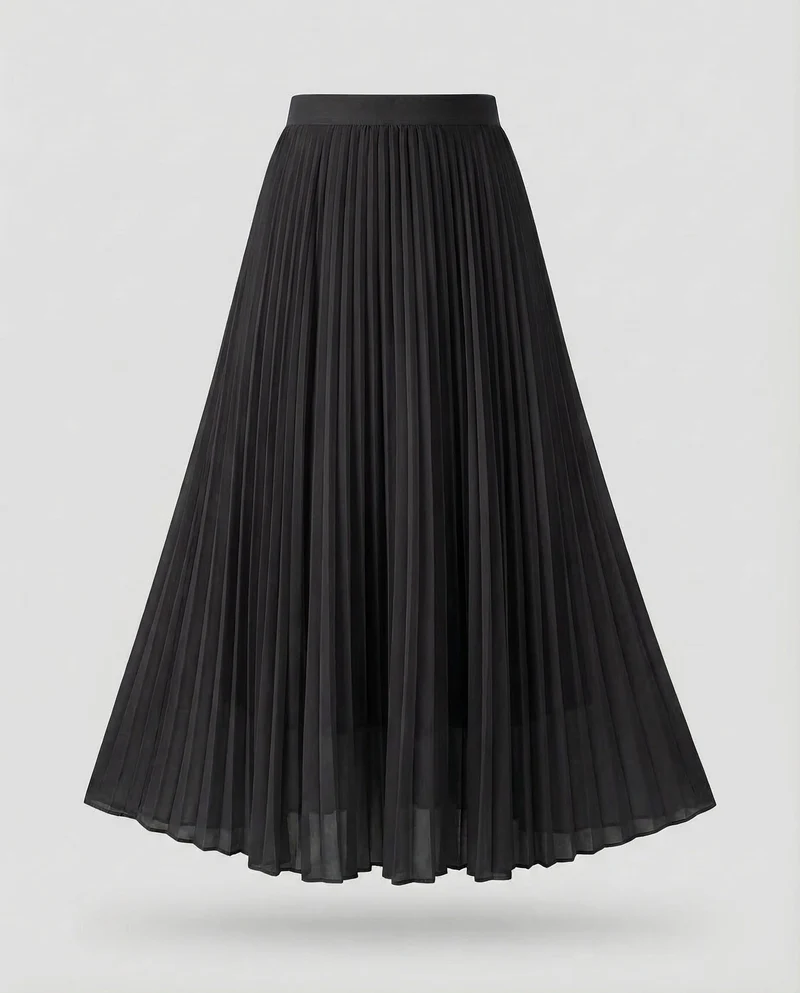 Damen Plissierter Chiffon-Maxirock Hoher Bund