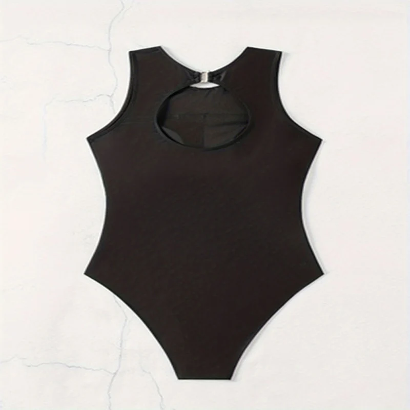 Damen Einteiliger Badeanzug mit sportlichem Reißverschluss und stylischem Farbblock-Design Drune