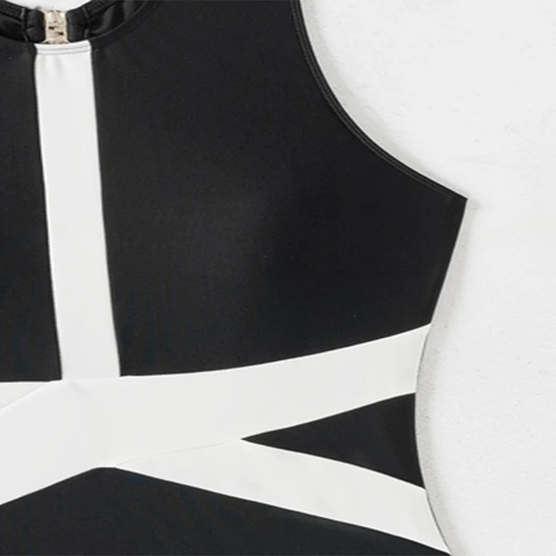 Damen Einteiliger Badeanzug mit sportlichem Reißverschluss und stylischem Farbblock-Design Drune