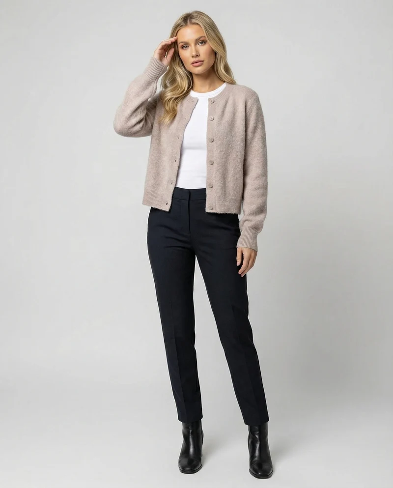 Eleganter Damen Strickcardigan aus weichem gebürstetem Kaschmir für den Herbst