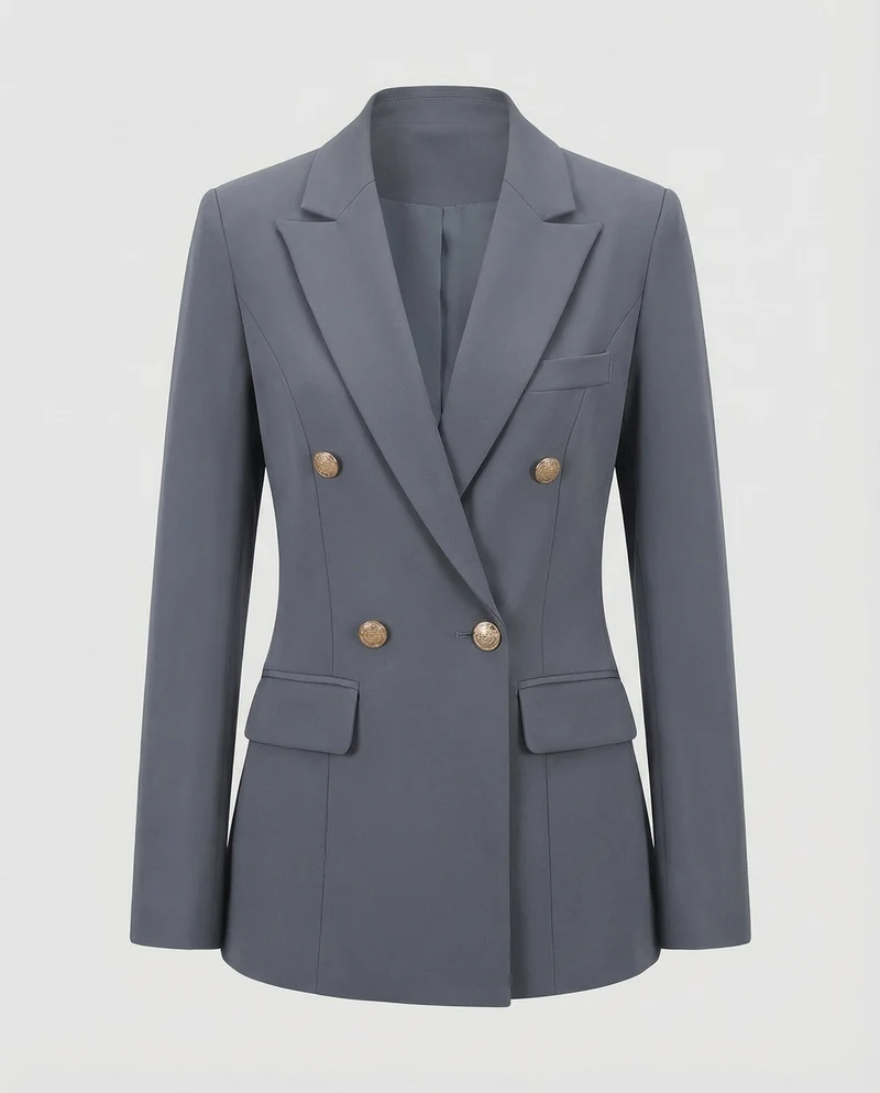Damen nan taillierter Businessblazer mit dezenten Metallknöpfen und Pattentaschen Drune
