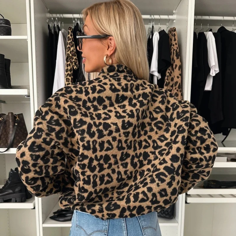 Damen Trendige Leo-Fleecejacke mit lässigem Schnitt Drune