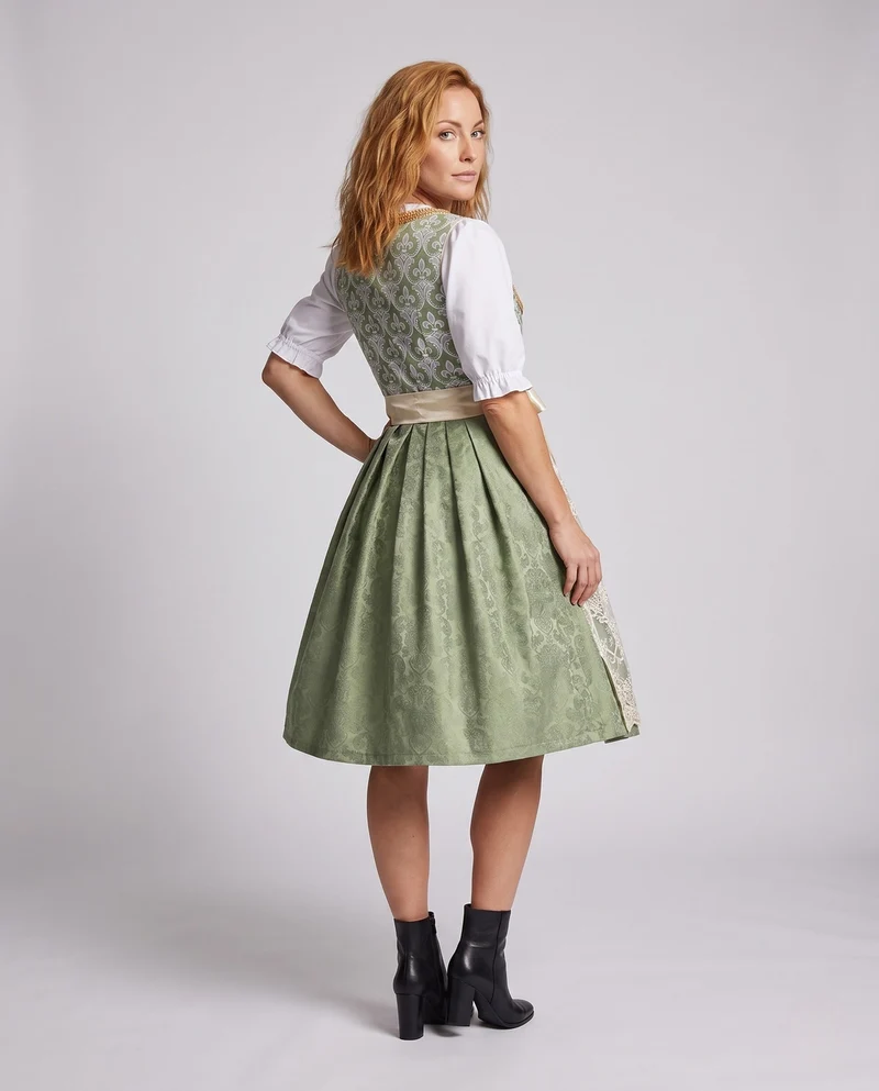 Damen Trachtenkleid mit floralen Applikationen und elegantem Taillengürtel Drune