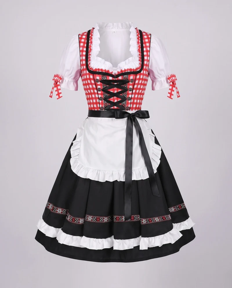 Damen Trachtenkleid mit floralen Applikationen und elegantem Taillengürtel Drune