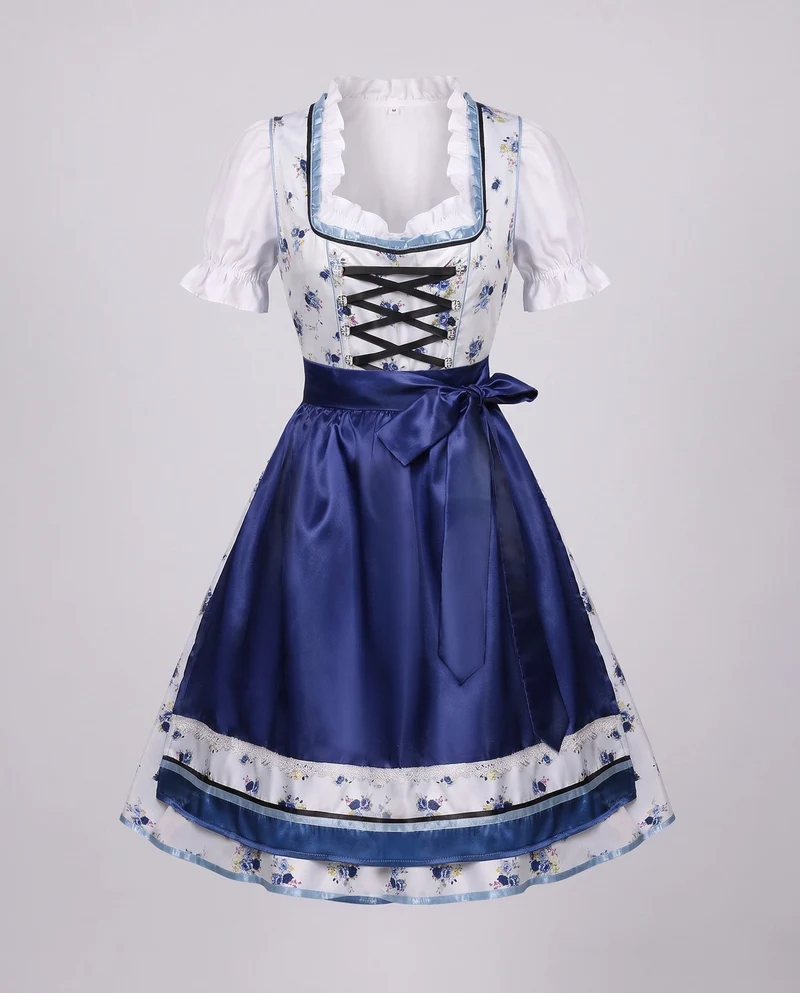 Damen Trachtenkleid mit floralen Applikationen und elegantem Taillengürtel Drune