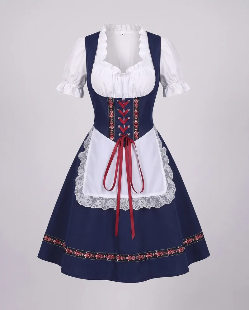 Damen Trachtenkleid mit floralen Applikationen und elegantem Taillengürtel Drune