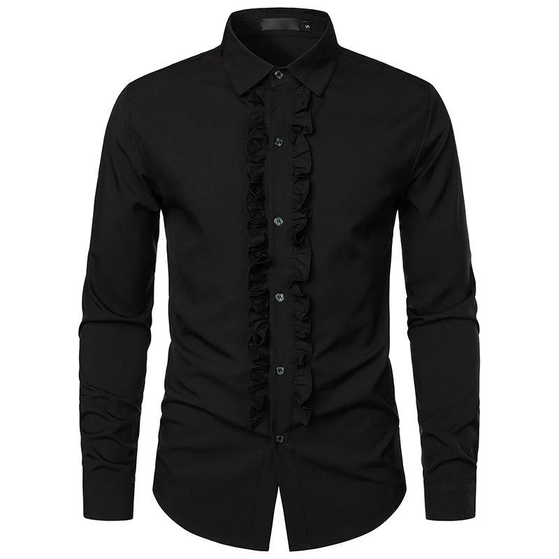 Herren elegantes Rüschenhemd mit modernem Schnitt Drune