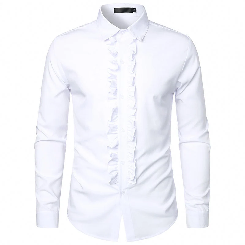 Herren elegantes Rüschenhemd mit modernem Schnitt Drune