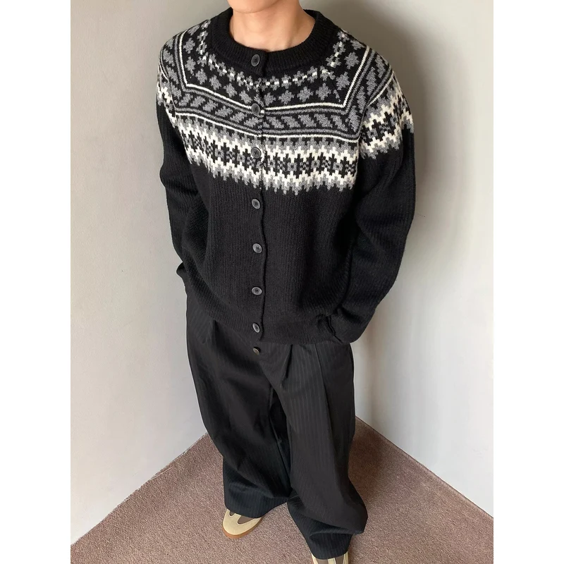 Herren Grobstrick Pullover mit geometrischem Muster Drune