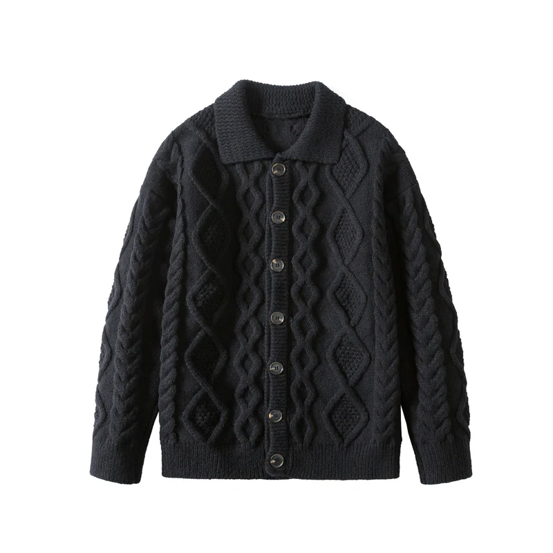 Herren Grobstrick Jacke mit Stehkragen Drune