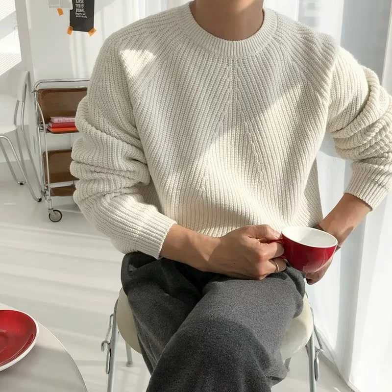 Herren Gemütlicher Strickpullover mit feinem Rippenmuster Drune