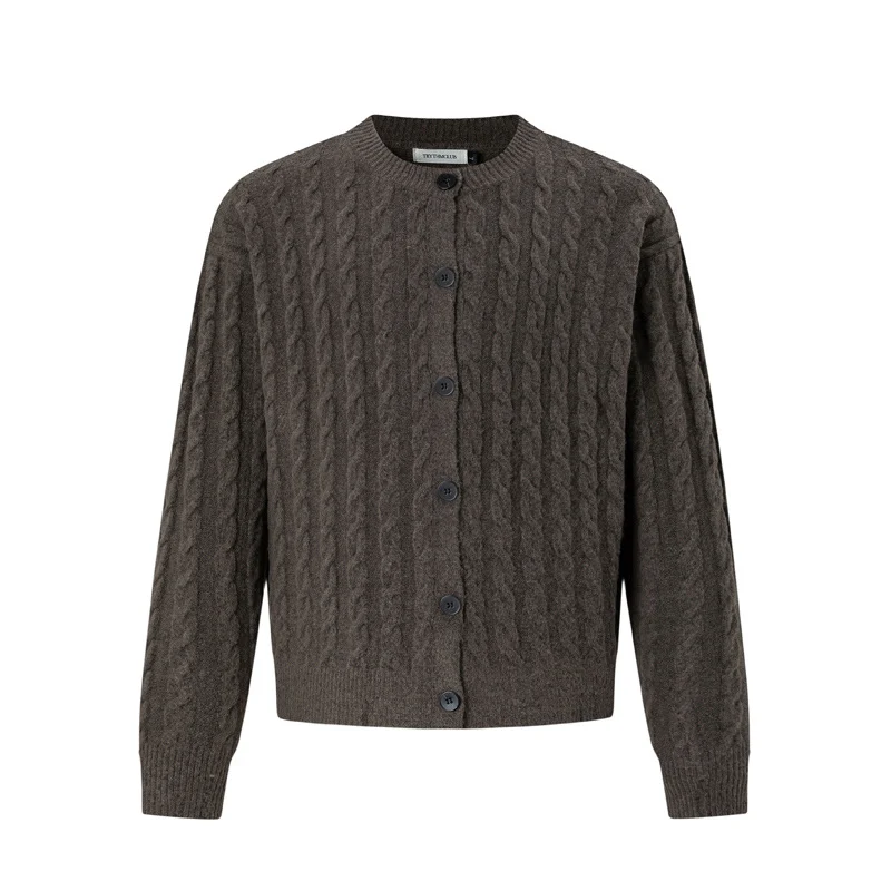 Herren Gemütlicher Strickjacke mit Knopfleiste Drune