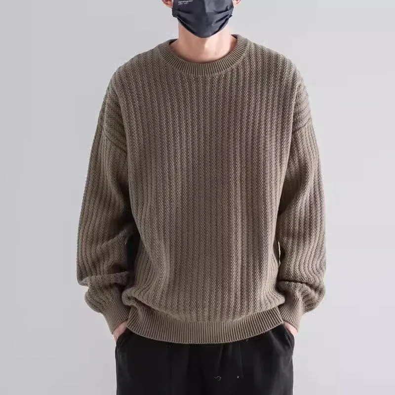 Herren Gemütlicher Grobstrickpullover mit Rundhalsausschnitt Drune