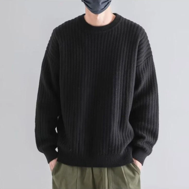 Herren Gemütlicher Grobstrickpullover mit Rundhalsausschnitt Drune