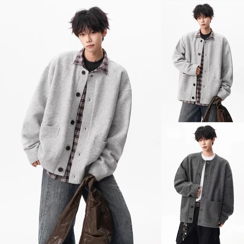 Herren Gemütliche Strickjacke mit Knopfleiste Drune