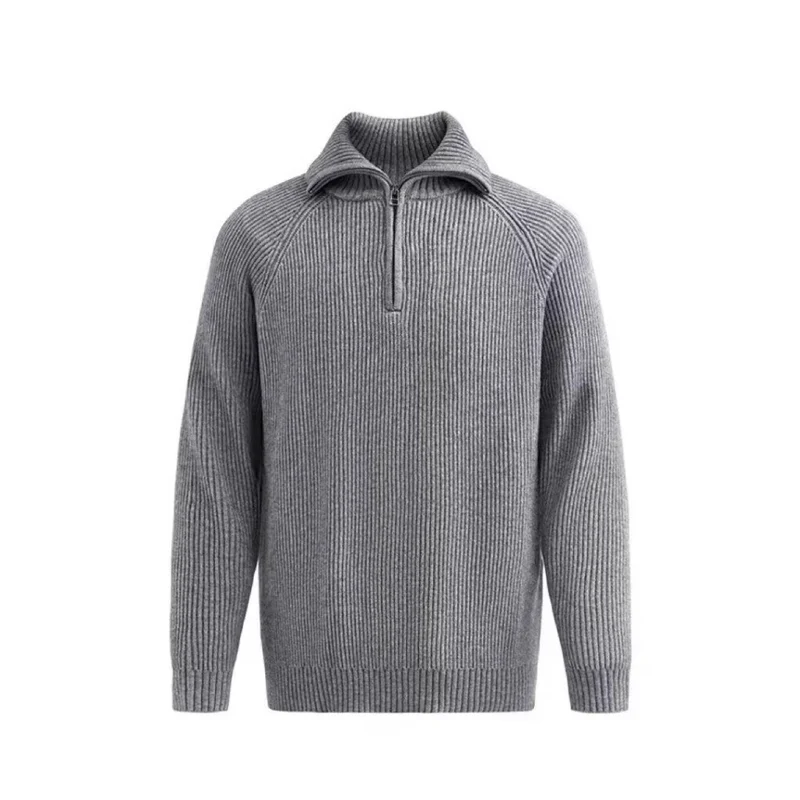 Herren Gemusterter Strickpullover mit Stehkragen Drune