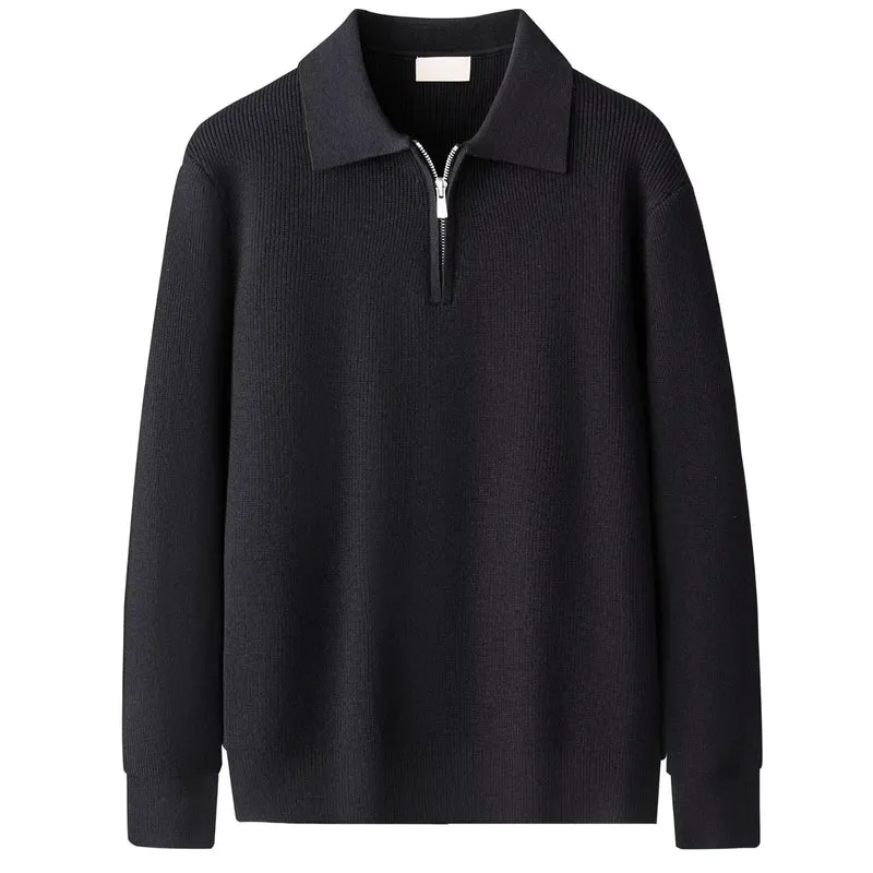 Herren Elegantes Pullover mit Stehkragen und Reißverschluss Drune