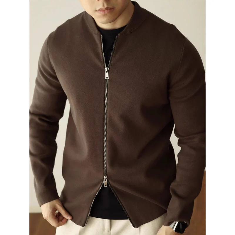 Herren Elegante Strickjacke mit durchgehendem Reißverschluss Drune