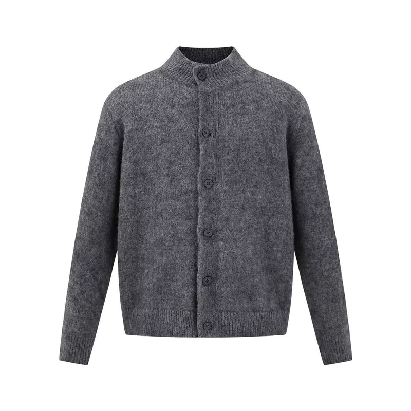 Herren Bequeme Strickjacke mit hohem Kragen und Knopfleiste Drune
