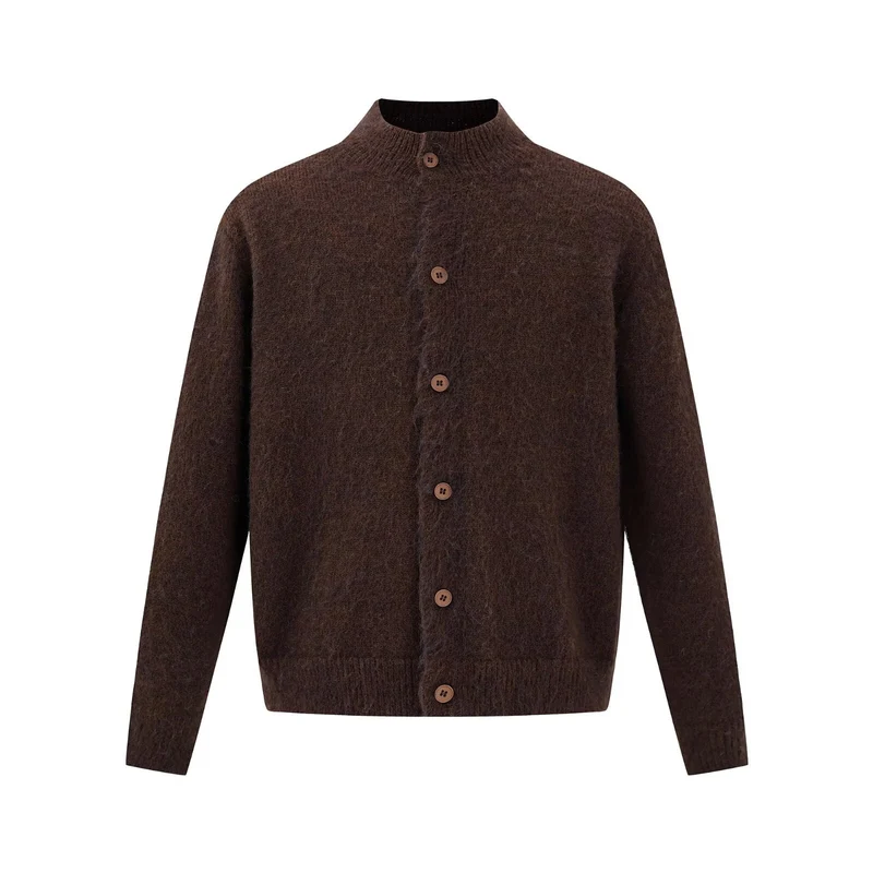 Herren Bequeme Strickjacke mit hohem Kragen und Knopfleiste Drune