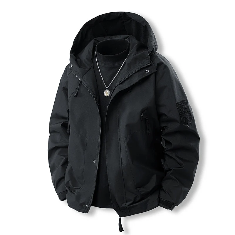 Herren Wetterfeste Outdoor-Jacke mit verstellbarer Kapuze