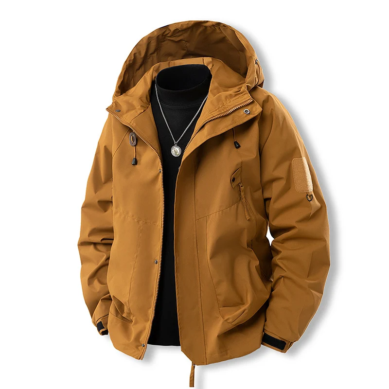 Herren Wetterfeste Outdoor-Jacke mit verstellbarer Kapuze