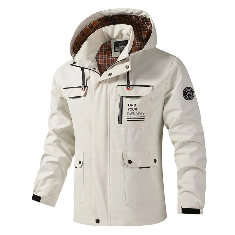 Herren Wasserfeste Outdoor-Jacke mit verstellbarer Kapuze