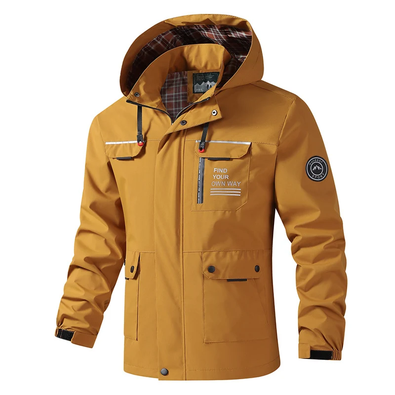 Herren Wasserfeste Outdoor-Jacke mit verstellbarer Kapuze