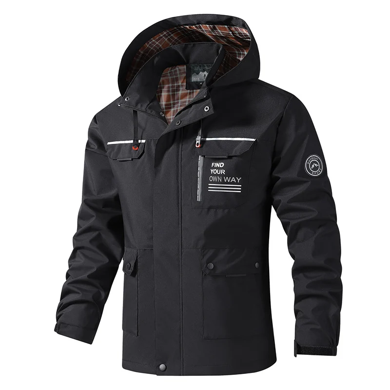 Herren Wasserfeste Outdoor-Jacke mit verstellbarer Kapuze