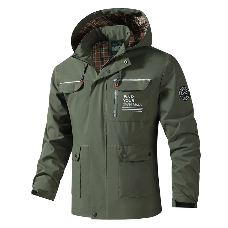 Herren Wasserfeste Outdoor-Jacke mit verstellbarer Kapuze