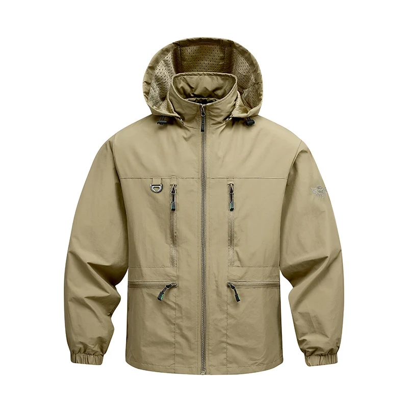 Herren Wasserdichte Funktionsjacke mit verstellbarer Kapuze