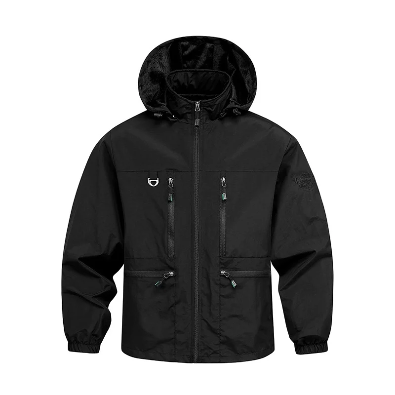 Herren Wasserdichte Funktionsjacke mit verstellbarer Kapuze