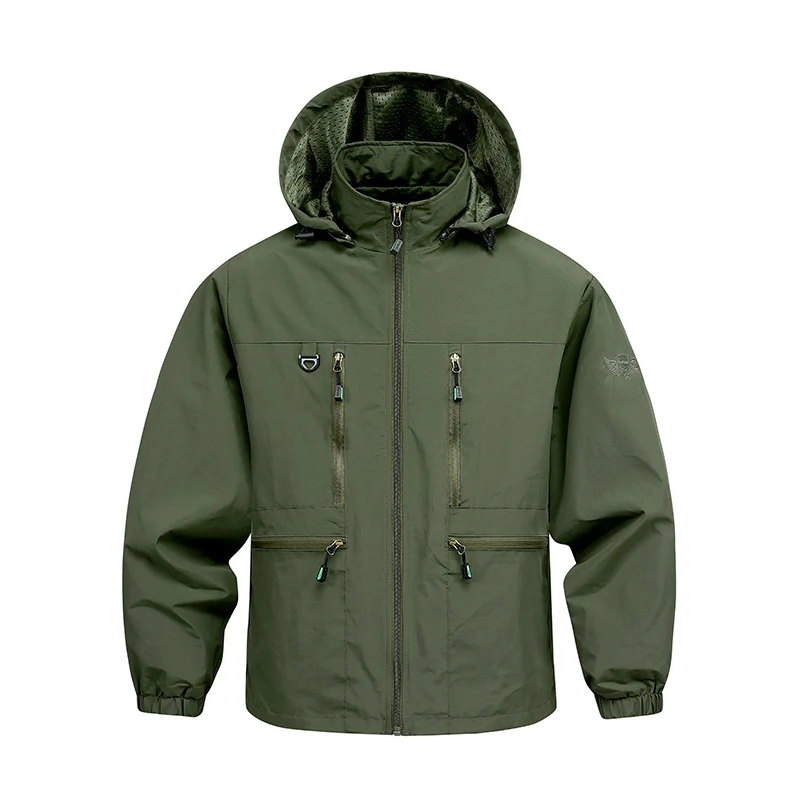 Herren Wasserdichte Funktionsjacke mit verstellbarer Kapuze