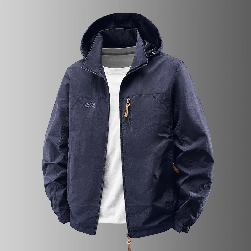 Herren Ultraleichte Außenjacke mit verstellbarer Kapuze