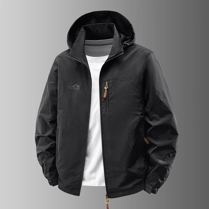 Herren Ultraleichte Außenjacke mit verstellbarer Kapuze