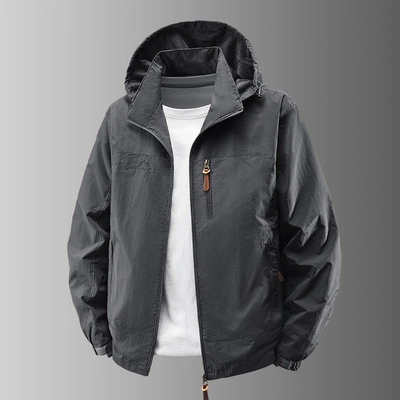 Herren Ultraleichte Außenjacke mit verstellbarer Kapuze