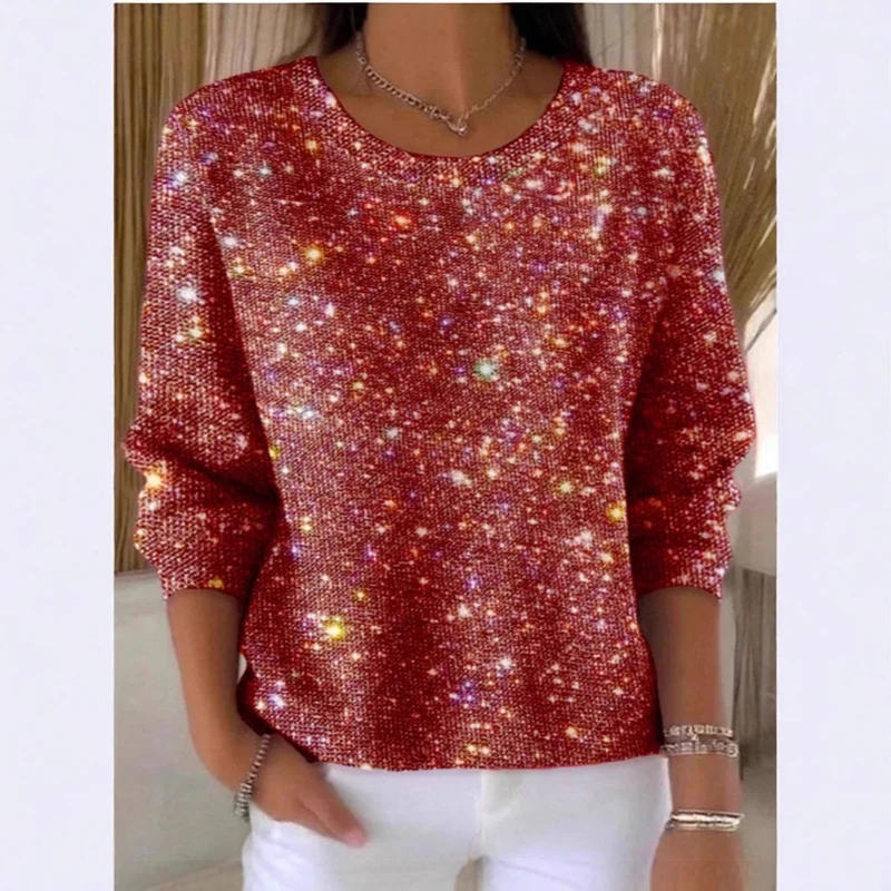 Damen Glitzerpullover mit Rundhalsausschnitt und lässigem Schnitt Drune