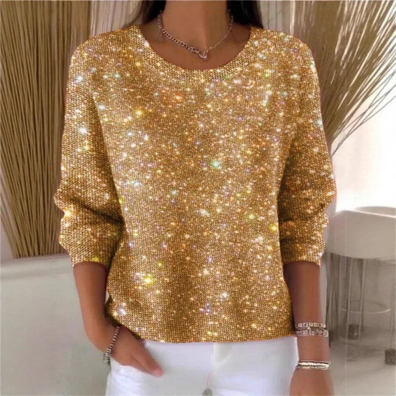 Damen Glitzerpullover mit Rundhalsausschnitt und lässigem Schnitt Drune