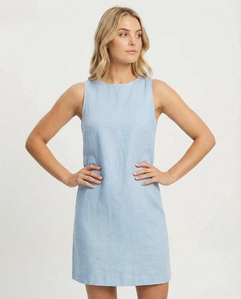 Damen Freizeitkleid Leinen A-Linie