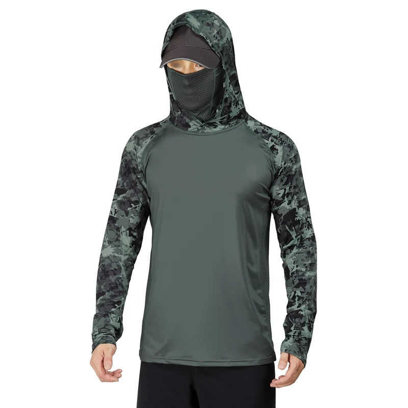 Herren Sportliches Funktionsshirt mit Kapuze und Gesichtsschutz