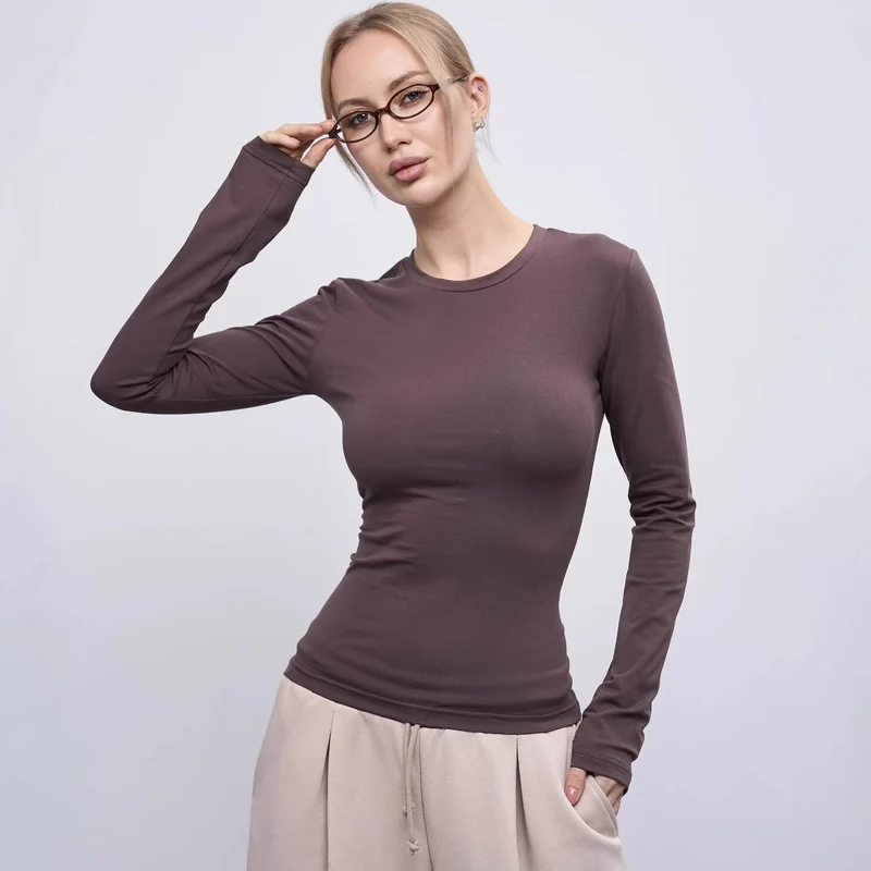 Damen Enganliegendes Langarmshirt Drune