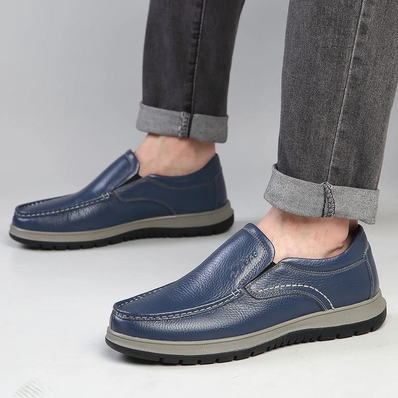 Herren Klassische Lederoptik Slipper im Mokassin-Stil mit gepolsterter Komfortsohle Drune