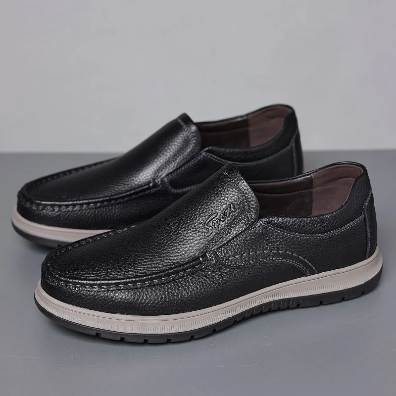 Herren Klassische Lederoptik Slipper im Mokassin-Stil mit gepolsterter Komfortsohle Drune
