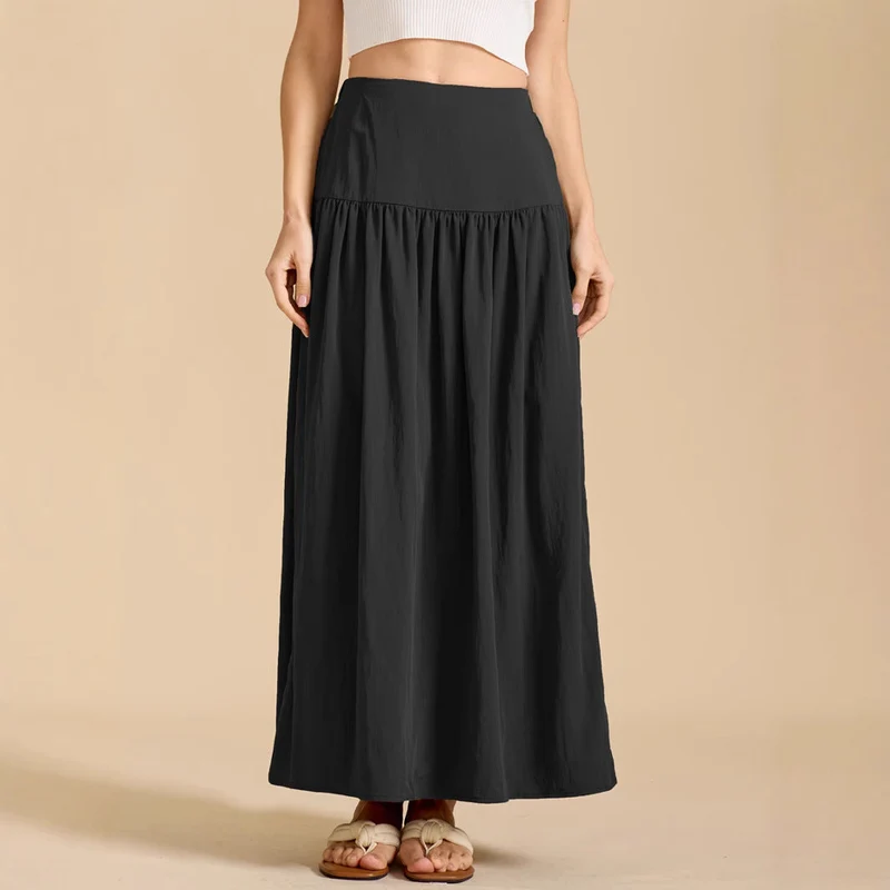 Damen Maxi-Rock mit elastischem Taillenbund und fließendem Schnitt Drune