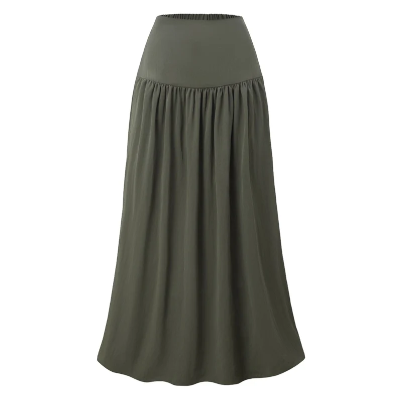 Damen Maxi-Rock mit elastischem Taillenbund und fließendem Schnitt Drune