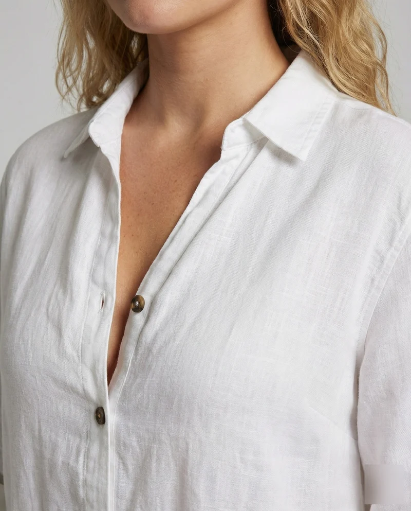 Damen Luftige Oversize Leinen Bluse