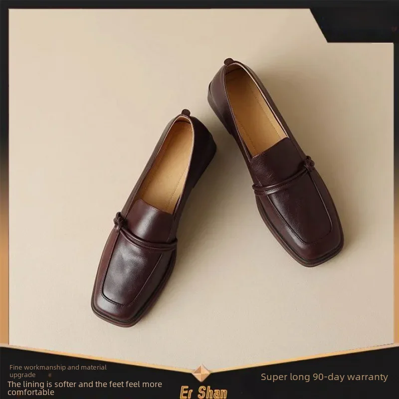 Stil Vintage Leder Damen Ballerinas Drune