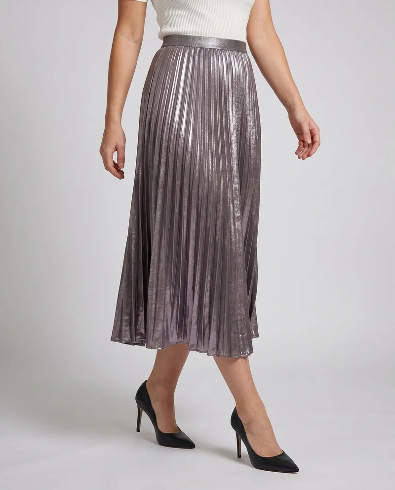 Damen Plissierter Maxi-Rock mit elastischem Taillenbund