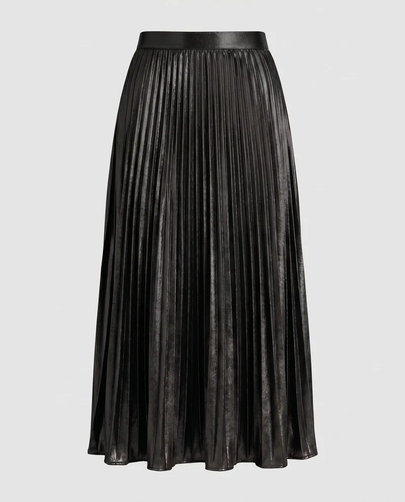 Damen Plissierter Maxi-Rock mit elastischem Taillenbund